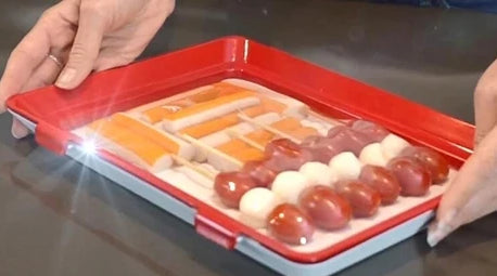 Bandeja  Click já  vácuo para conservar alimentos frescos na geladeira